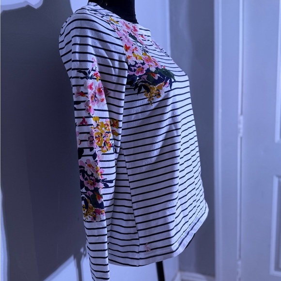 Joules Floral Embroidered Striped Long Sleeve Top - Picture 2 of 6